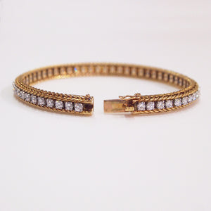 Estate 18K Yellow Gold And Platinum Oscar Heyman Diamond Bracelet