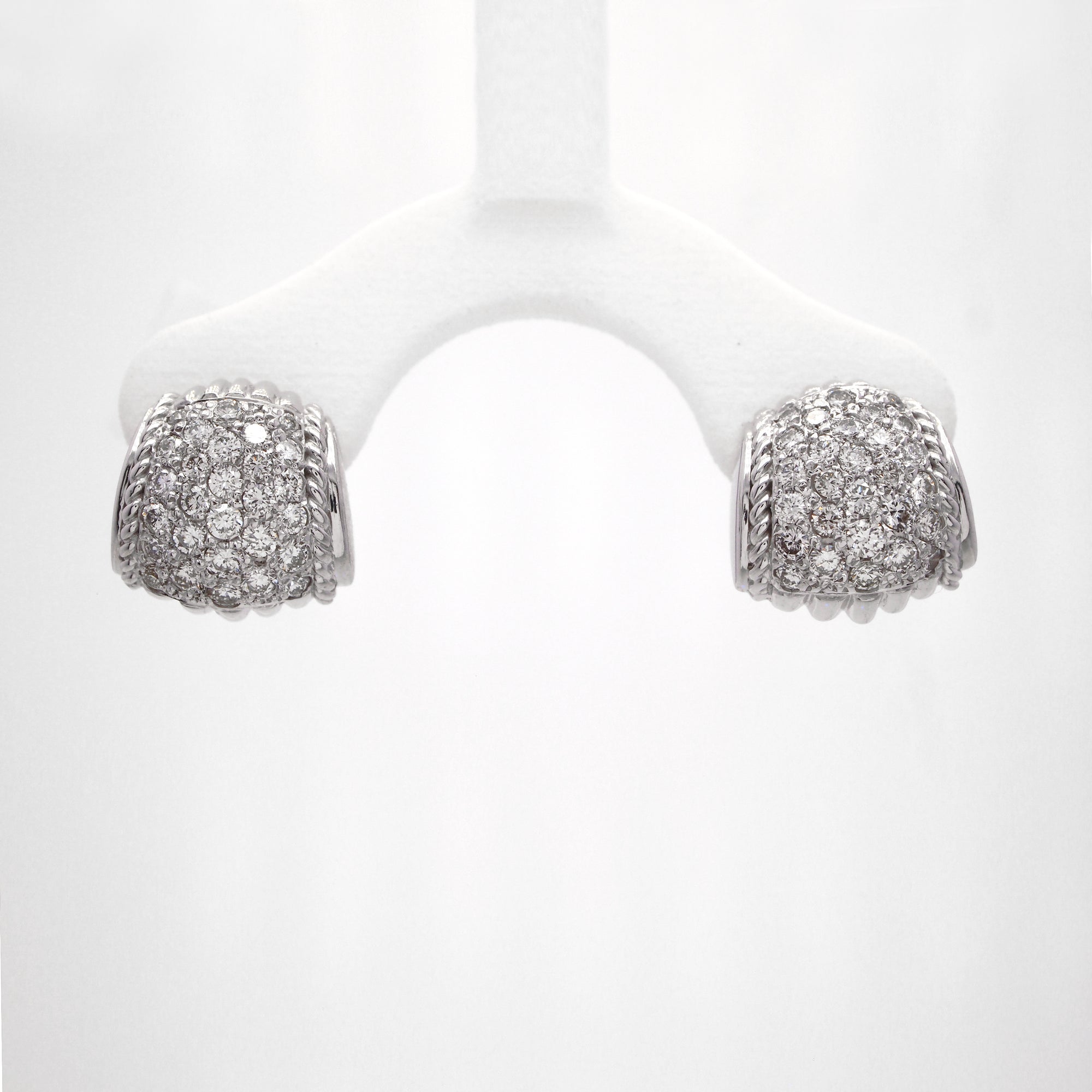 18K White Gold BB Pave Diamond Earrings
