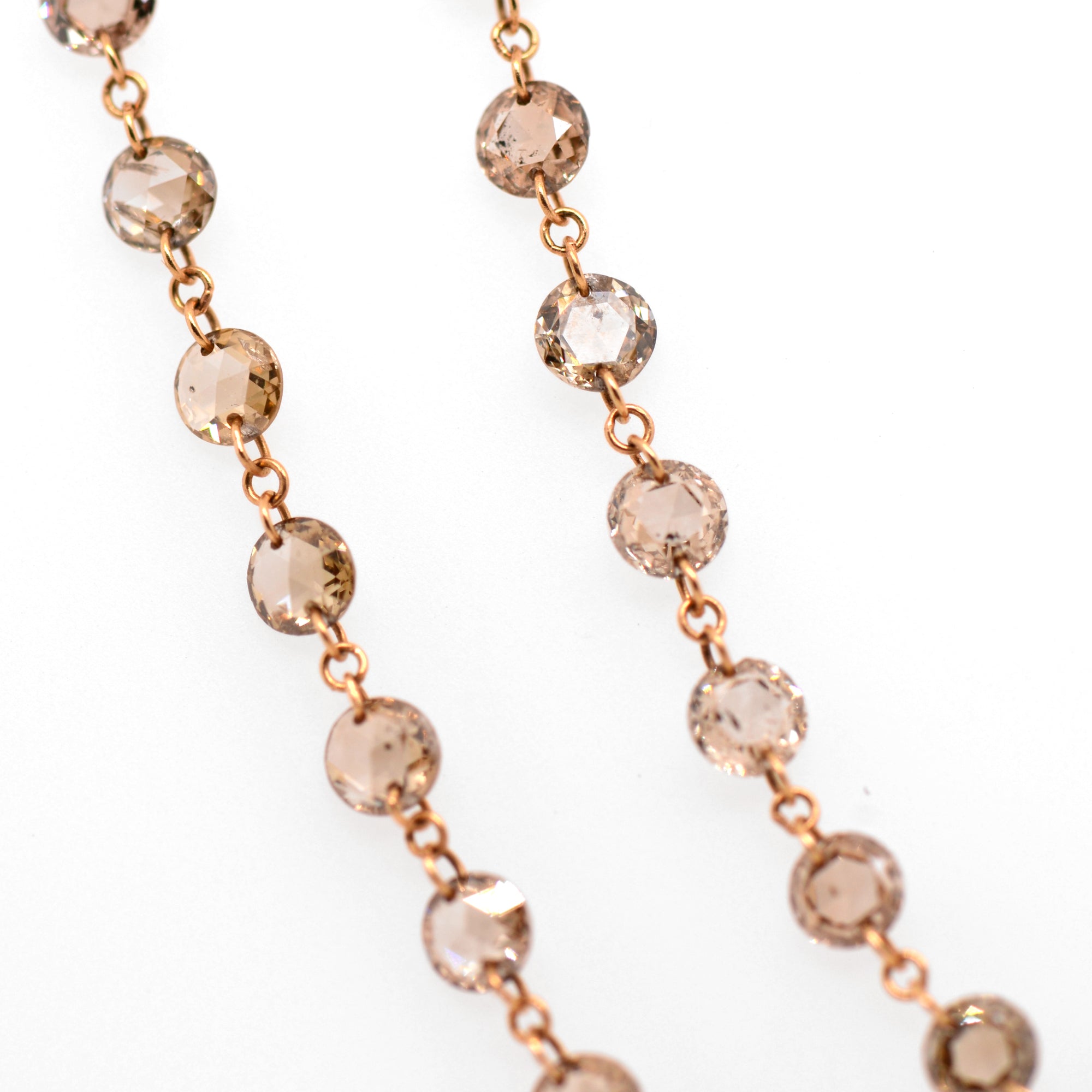 18K Rose Gold Rose-Cut Cognac Diamond Necklace