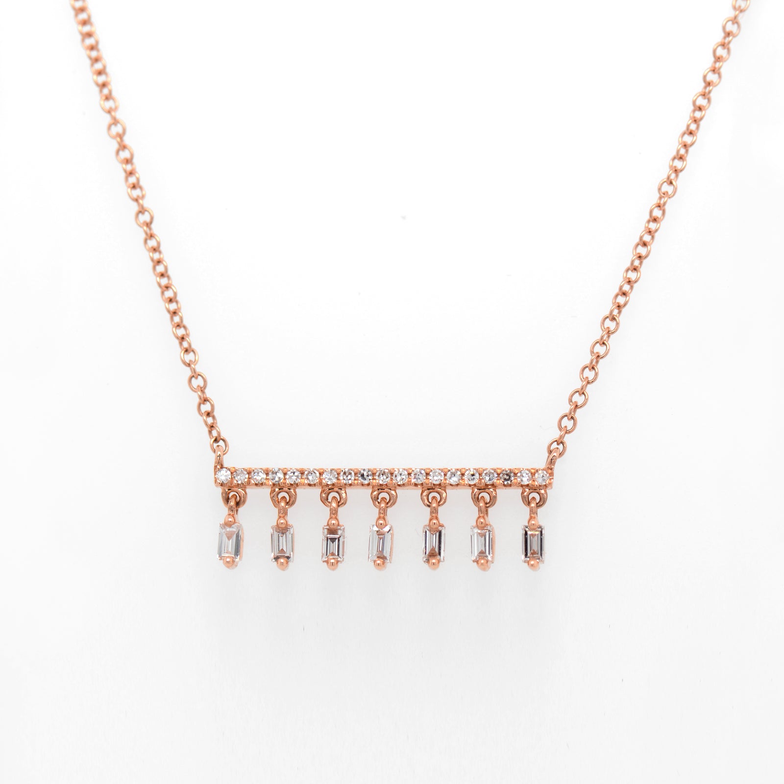 14K Rose Gold Diamond Dangle Necklace