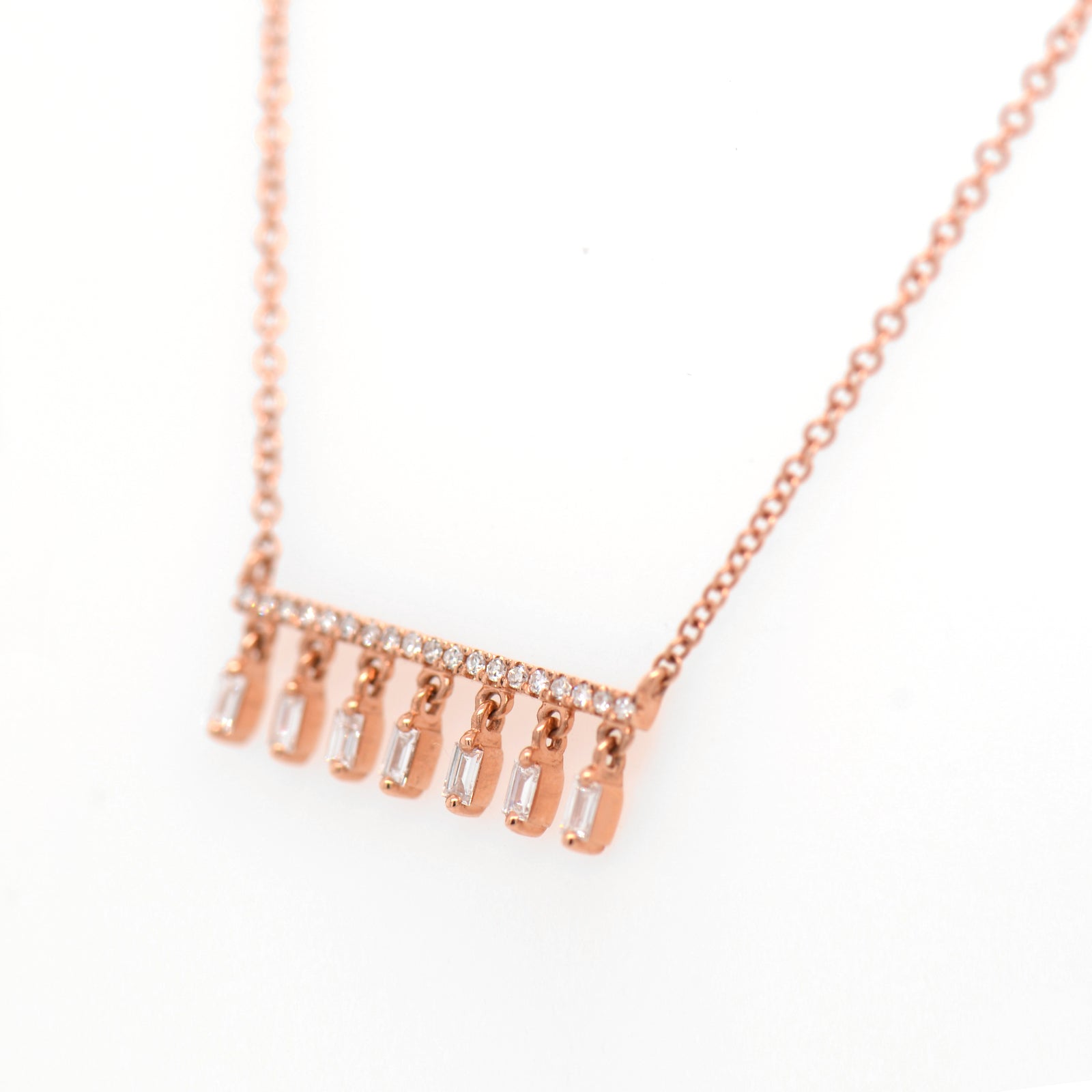 14K Rose Gold Diamond Dangle Necklace