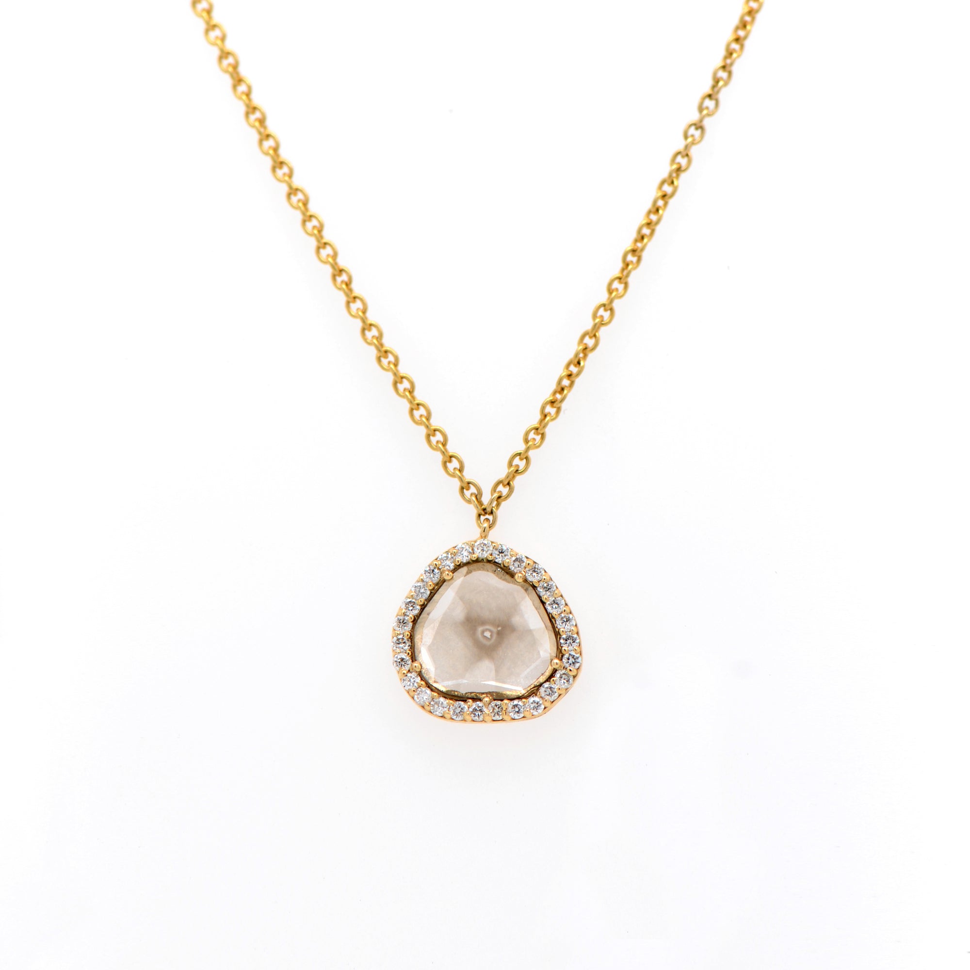 14K Yellow Gold Trapiche Diamond Slice Necklace