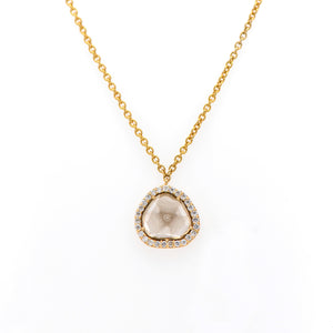 14K Yellow Gold Trapiche Diamond Slice Necklace