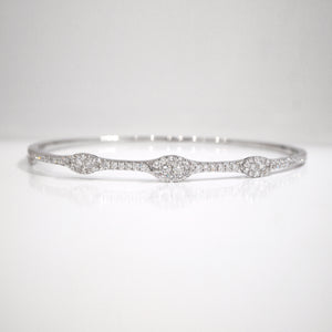 14K White Gold Marquis Shaped Diamond Bangle