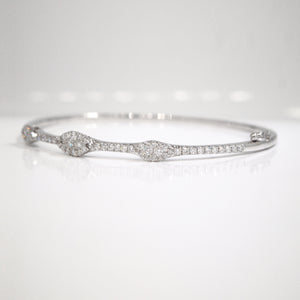 14K White Gold Marquis Shaped Diamond Bangle