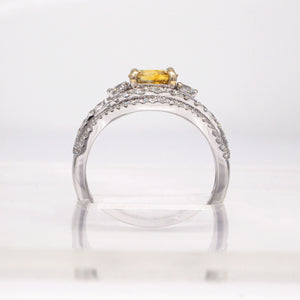 18K White Gold Yellow Sapphire and Diamond Ring