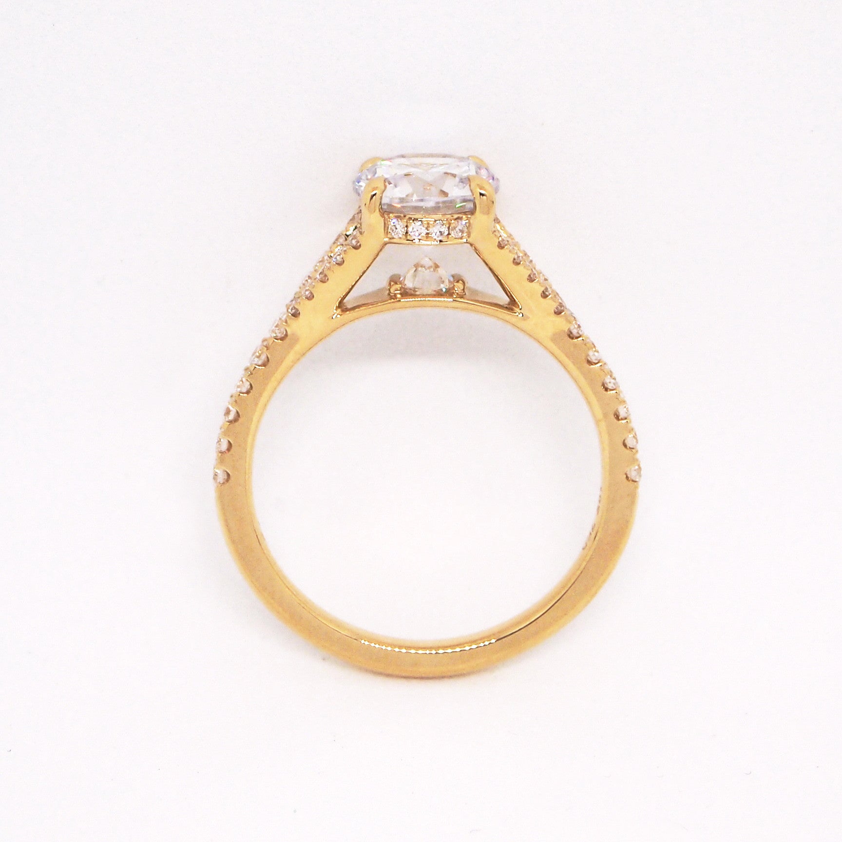 Point Of Love 18K Yellow Gold Split Shank Diamond Engagement Ring With Diamond Point