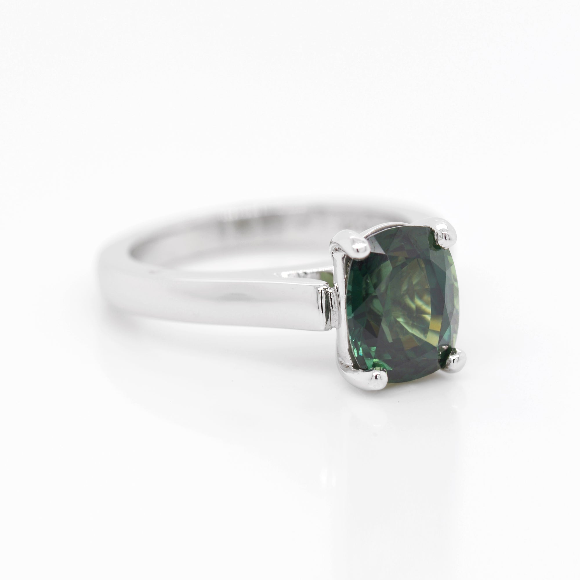 Platinum Bluish-Green Sapphire Ring