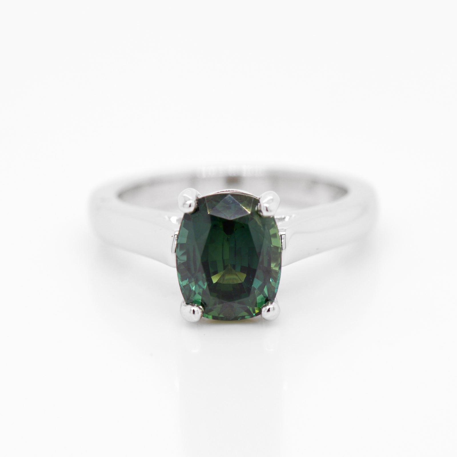 Platinum Bluish-Green Sapphire Ring