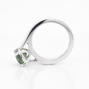 Platinum Bluish-Green Sapphire Ring
