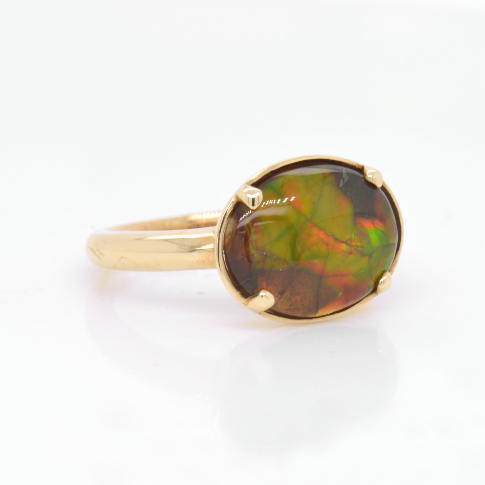 14K Yellow Gold Ammolite Ring