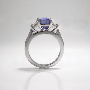 Platinum Color-Change Blue Purple Sapphire And Diamond Ring