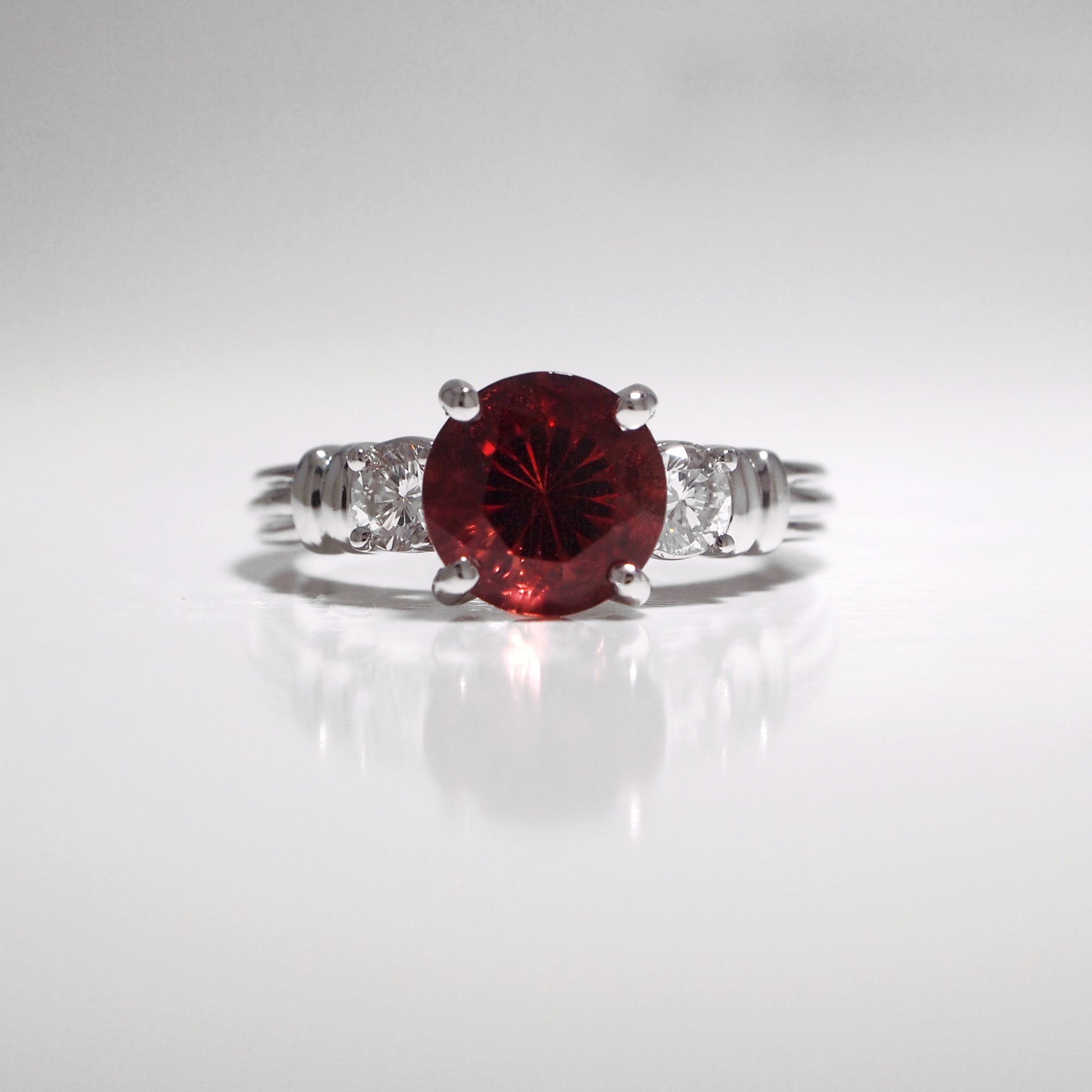 Platinum Oregon Sunstone And Diamond Ring