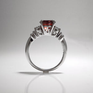 Platinum Oregon Sunstone And Diamond Ring