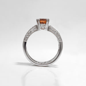 18K White Gold Root Beer Zircon And Diamond Ring