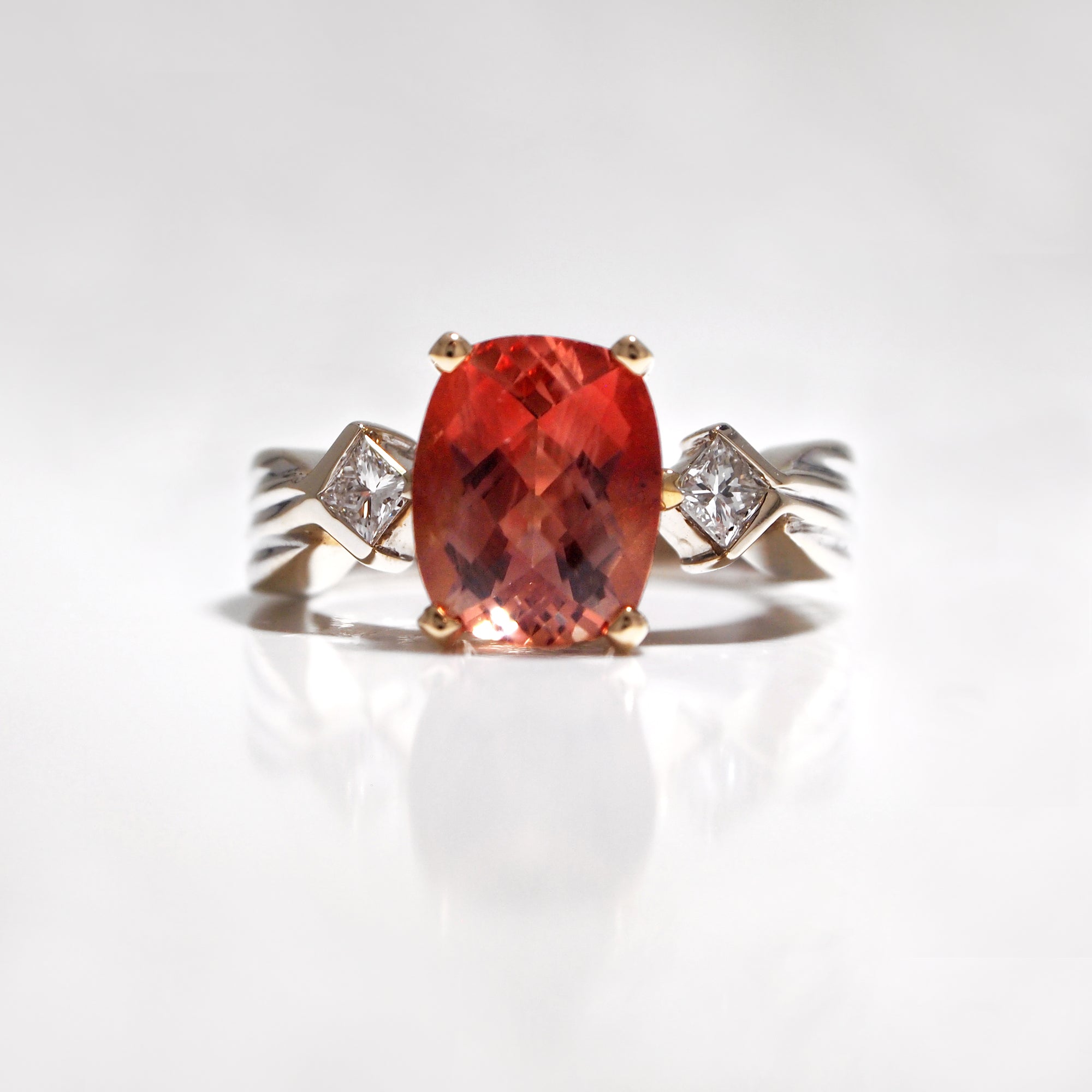 18K Two-Tone Oregon Sunstone And Diamond Ring