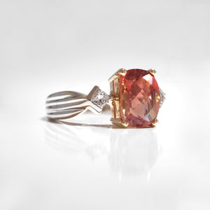 18K Two-Tone Oregon Sunstone And Diamond Ring