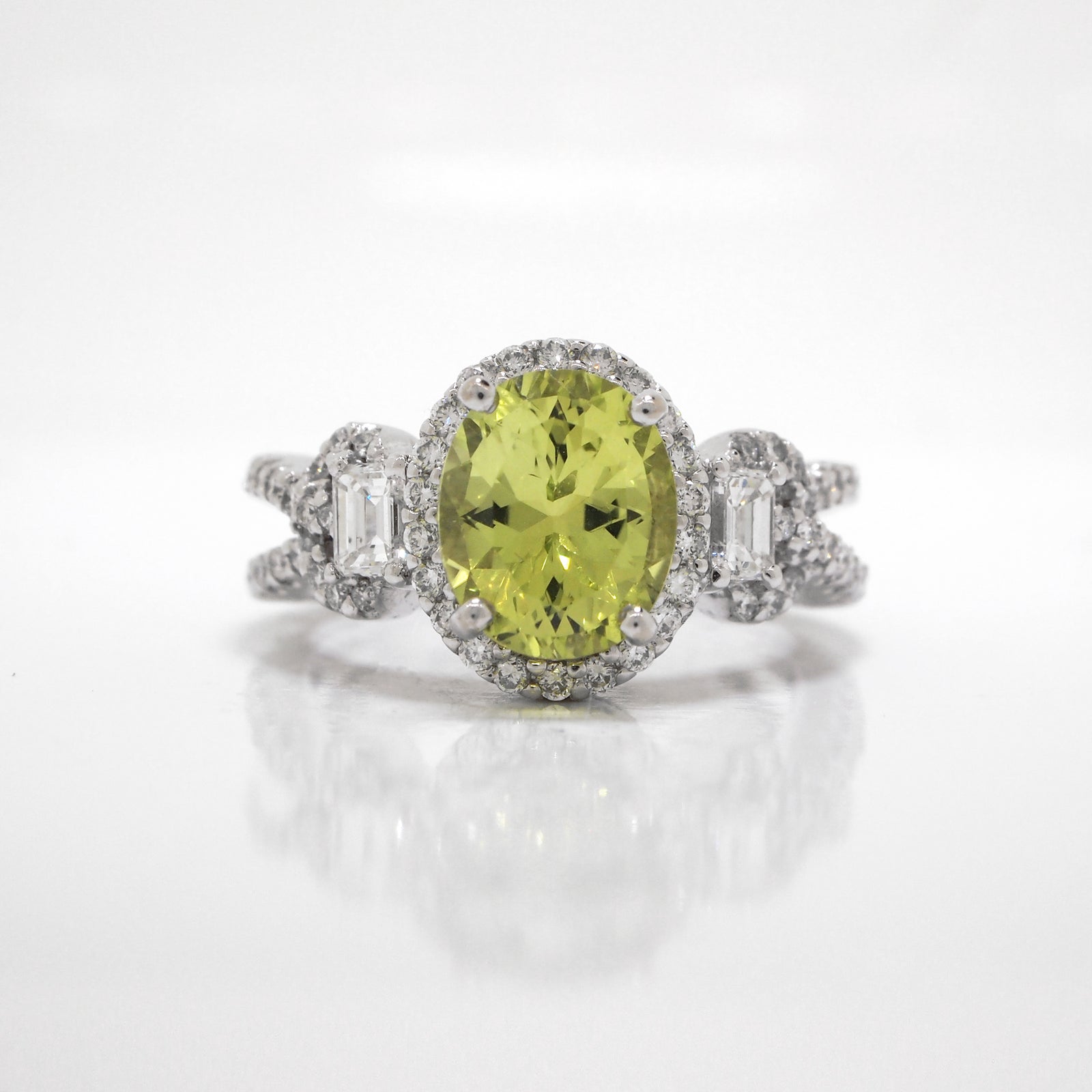 18K White Gold Chrysoberyl And Diamond Ring