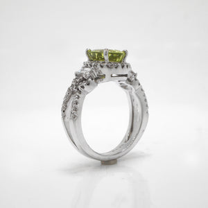18K White Gold Chrysoberyl And Diamond Ring