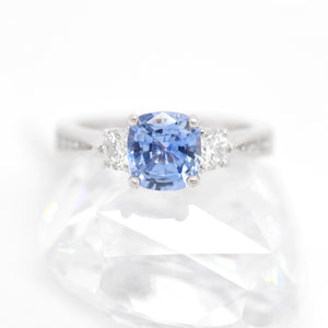 Platinum Cornflower Blue Sapphire And Diamond Engagement Ring