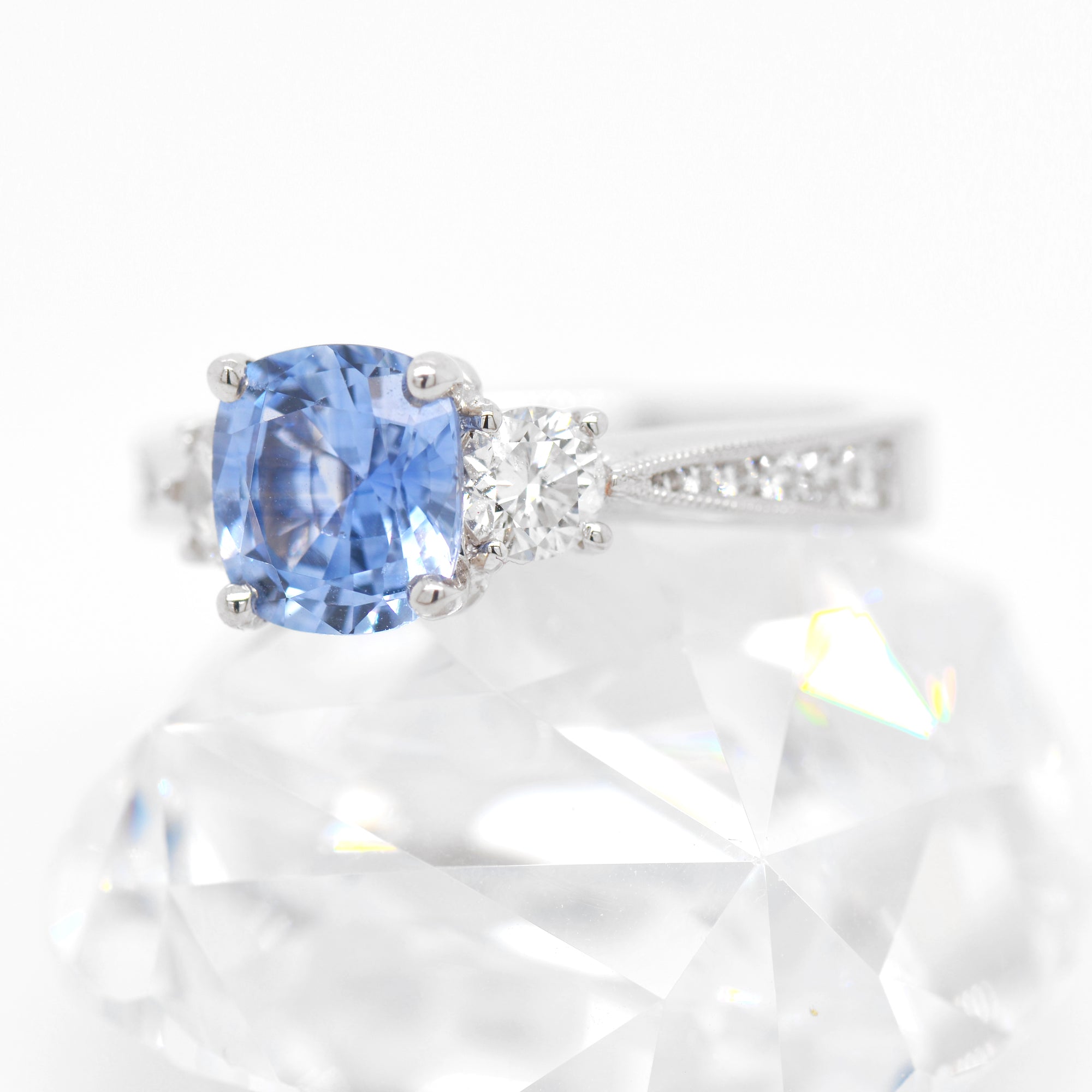 Platinum Cornflower Blue Sapphire And Diamond Engagement Ring