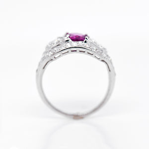 Antique Art Deco Platinum Pink Sapphire And Diamond Ring