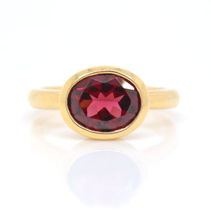 14K Yellow Gold Rhodolite Garnet Ring