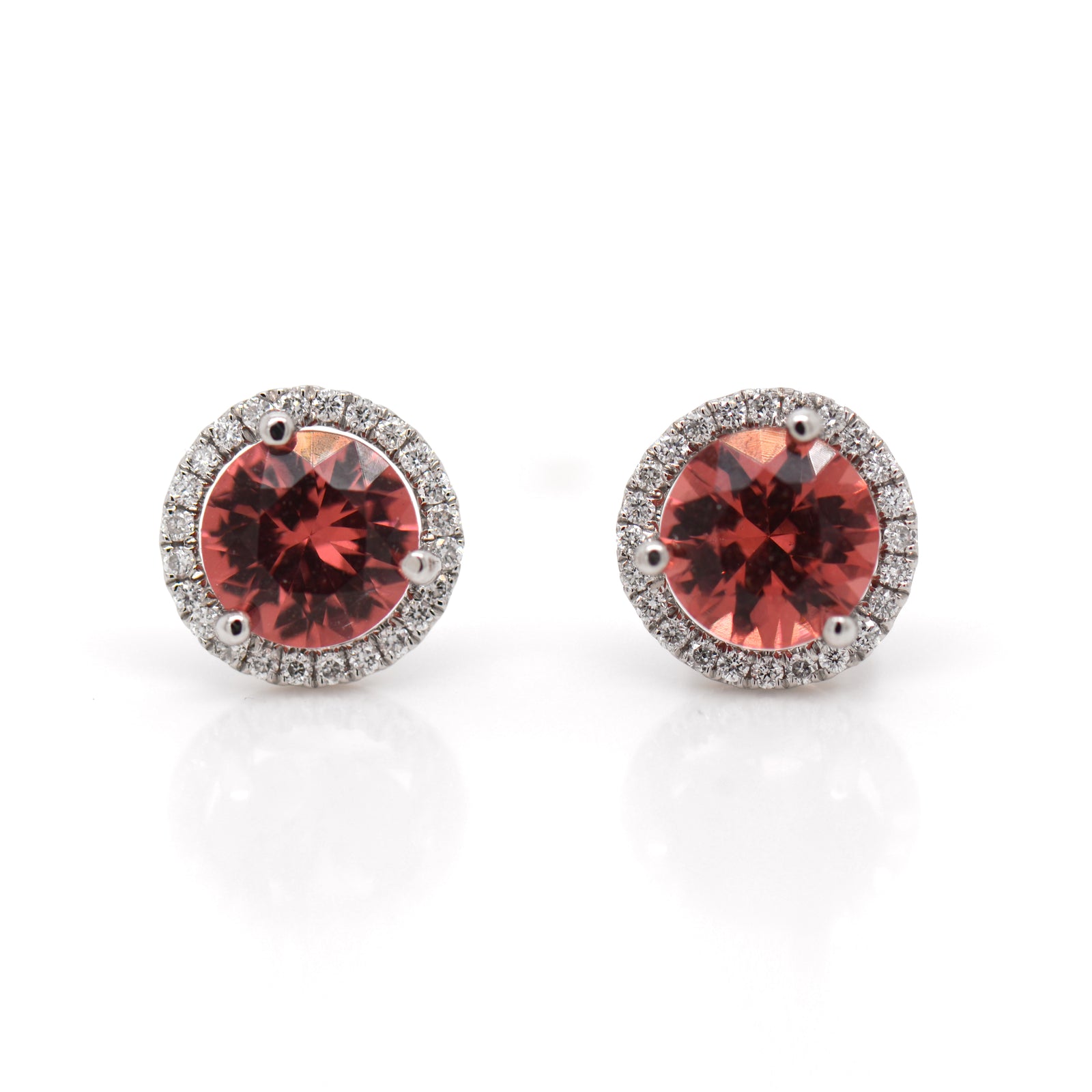 14K White Gold Tanzanian Rhodolite Garnet Earrings