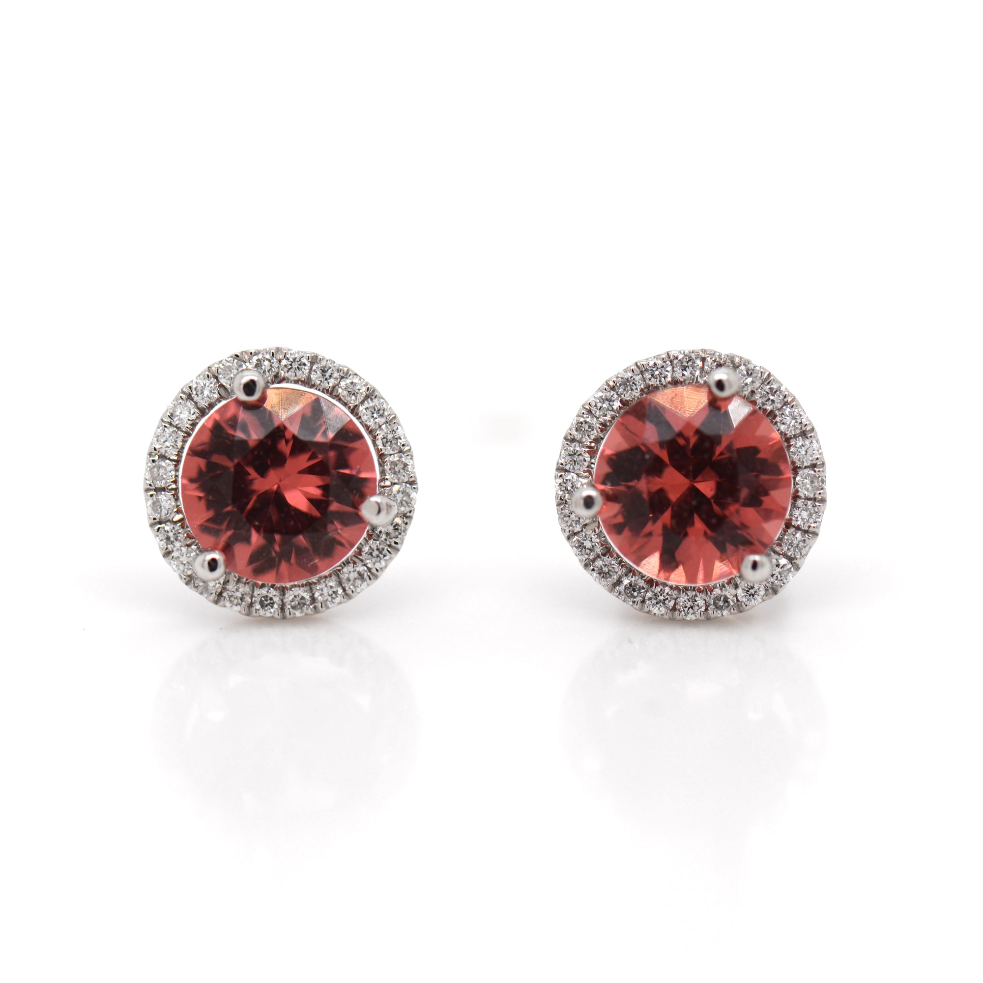 14K White Gold Tanzanian Rhodolite Garnet Earrings