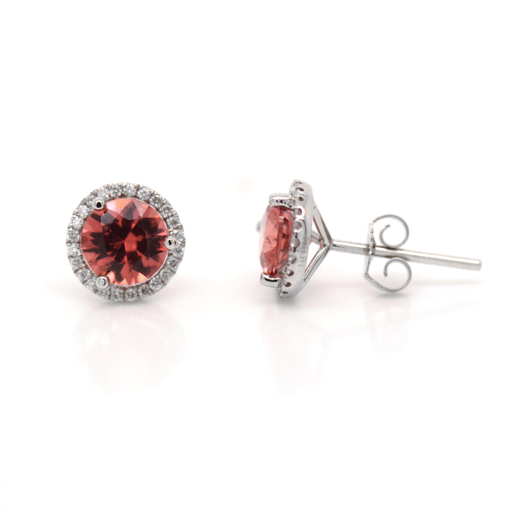 14K White Gold Tanzanian Rhodolite Garnet Earrings