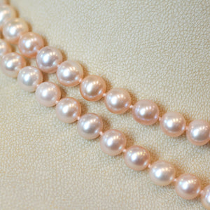 Pink Akoya Pearl Strand Necklace With 18K Yellow Gold Clasp
