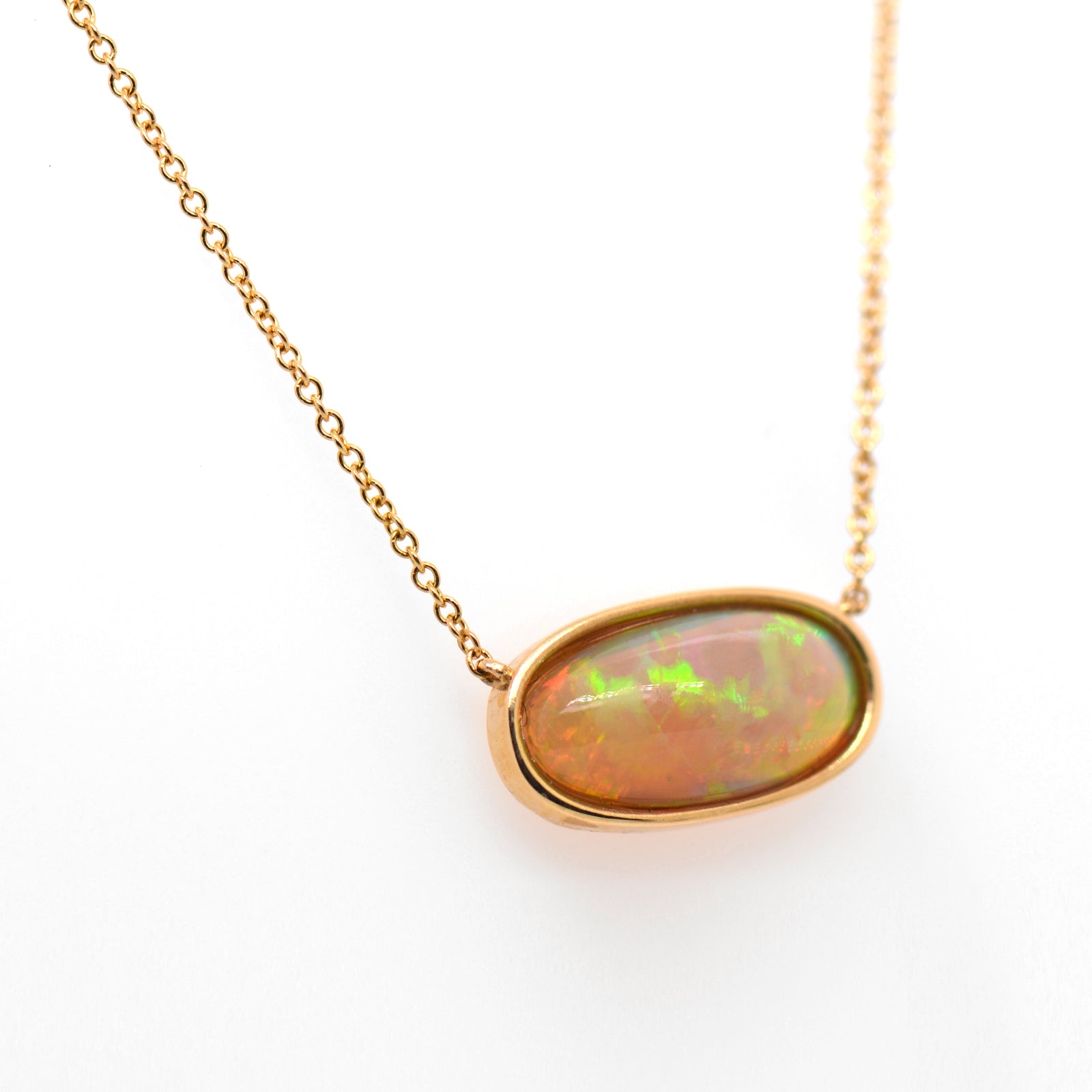 14K Yellow Gold Ethiopian Opal Necklace