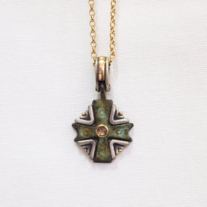 Byzantine Period Bronze Cross Pendant With Diamond