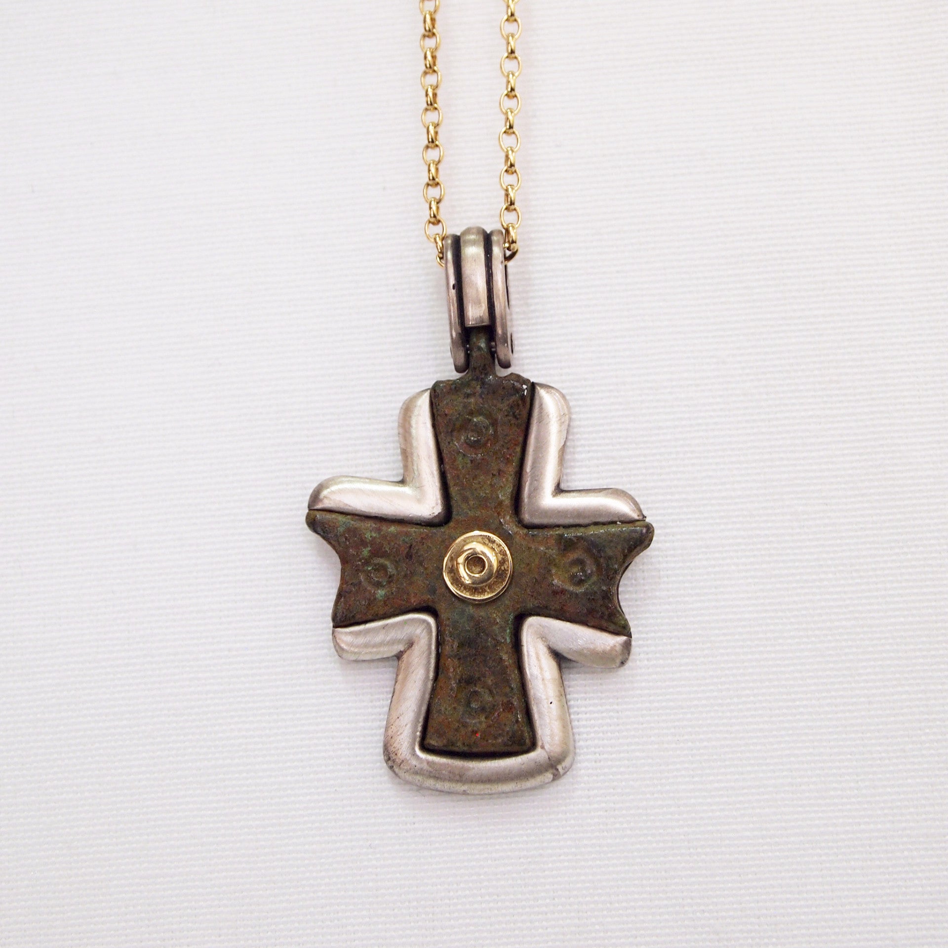 Byzantine Period Bronze Cross Pendant