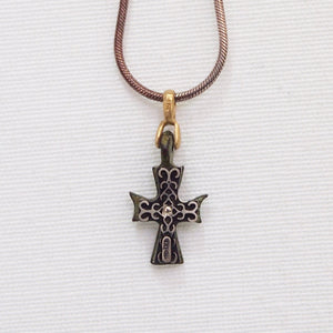 Byzantine Period Bronze Cross Pendant Encrusted In Yellow Gold And Sterling Silver