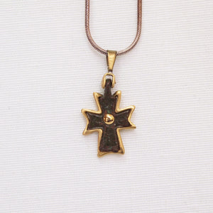 Byzantine Period Bronze Cross Pendant Encrusted In Yellow Gold