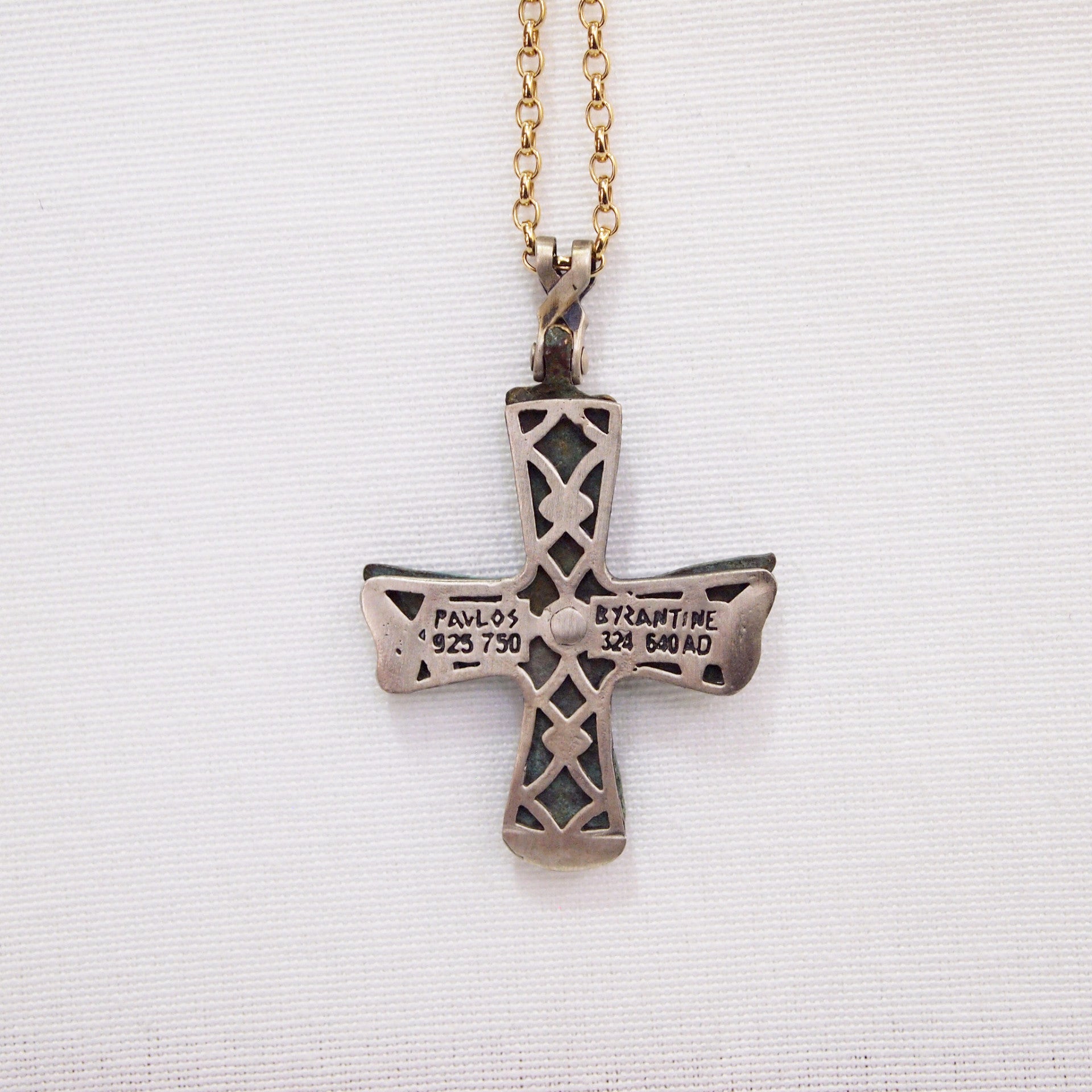 Byzantine Period Bronze Cross Pendant Encrusted In Yellow Gold And Sterling Silver