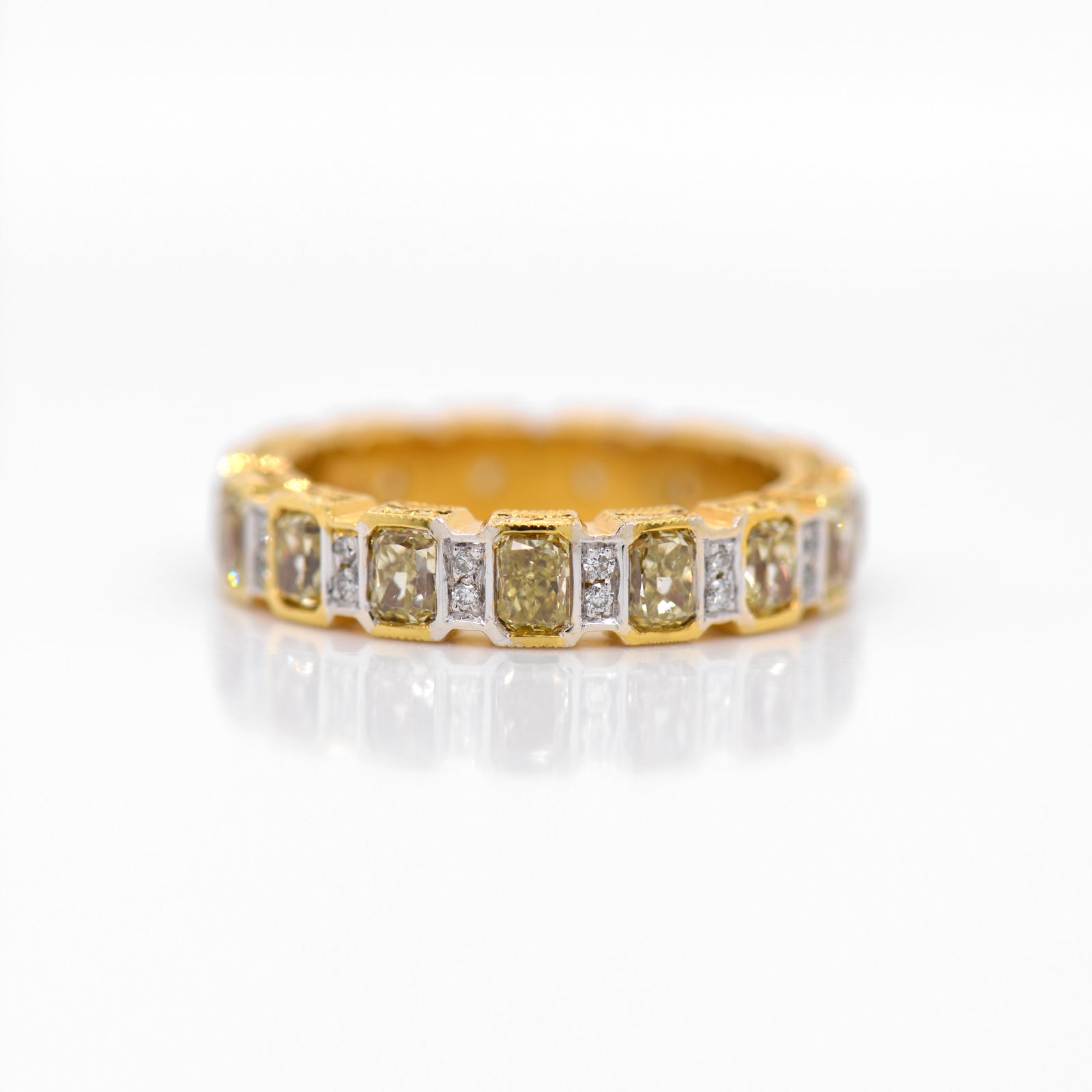 18K Yellow And White Gold Radiant Yellow Diamond Eternity Band