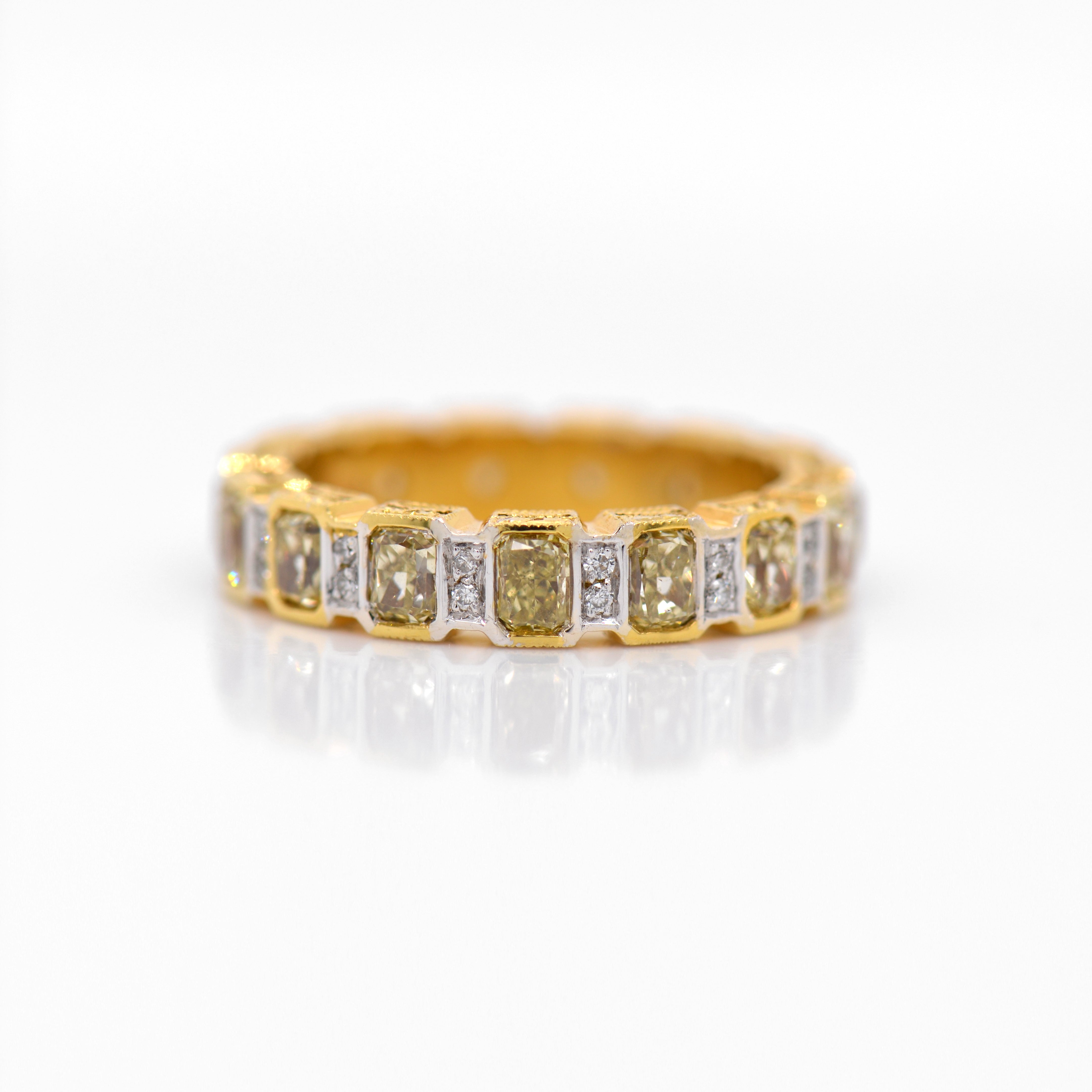 Yellow and white clearance diamond wedding band