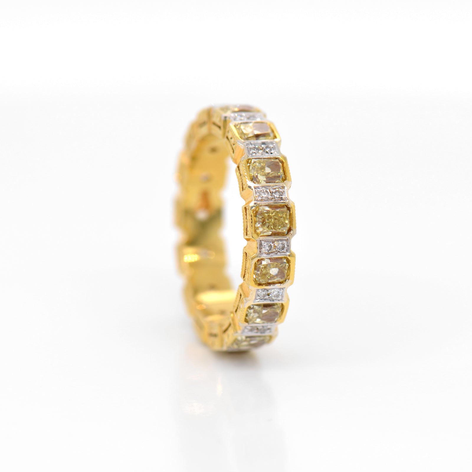18K Yellow And White Gold Radiant Yellow Diamond Eternity Band