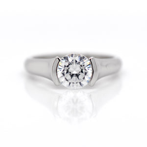 Platinum Half Bezel Engagement Ring
