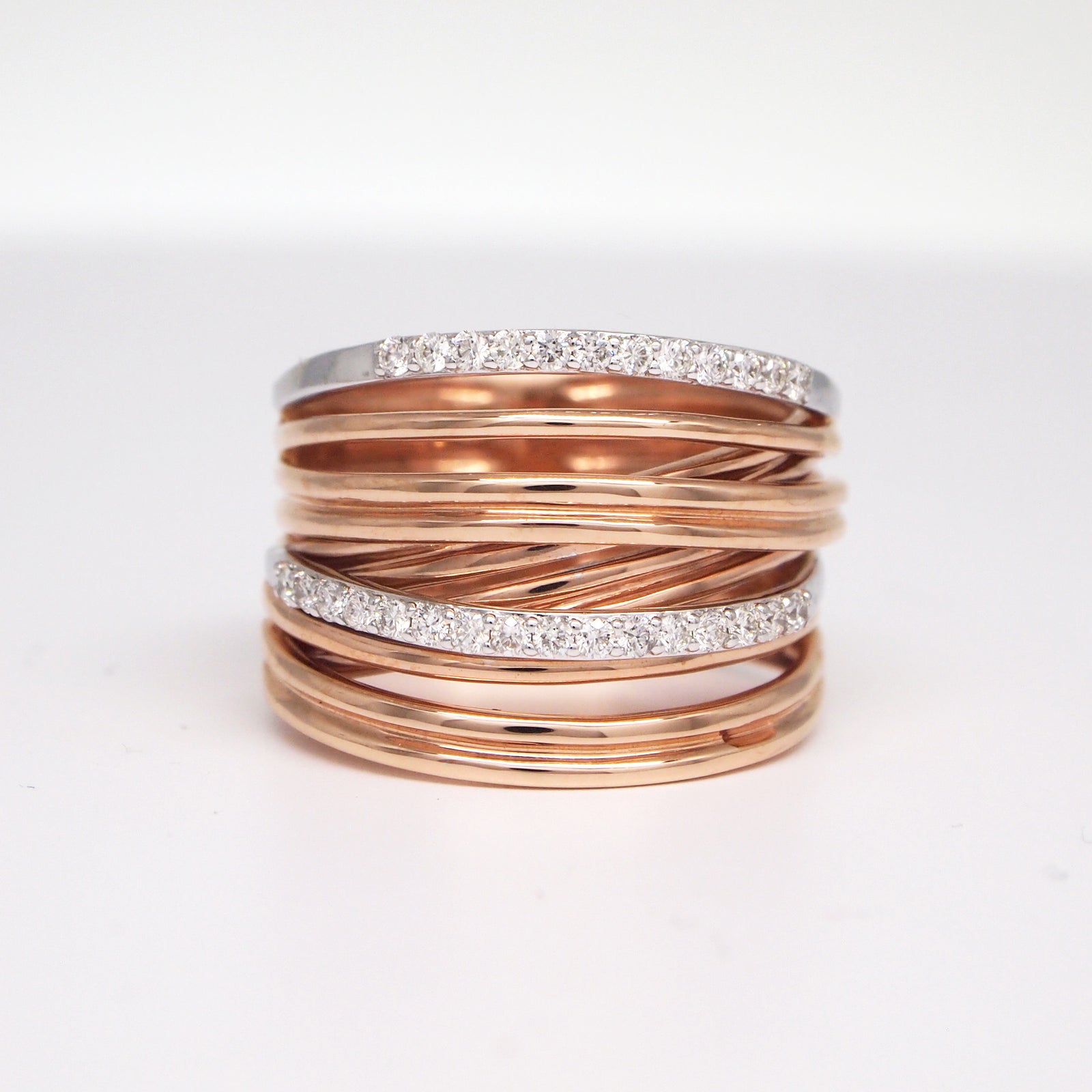 14K White and Rose Gold Diamond Band