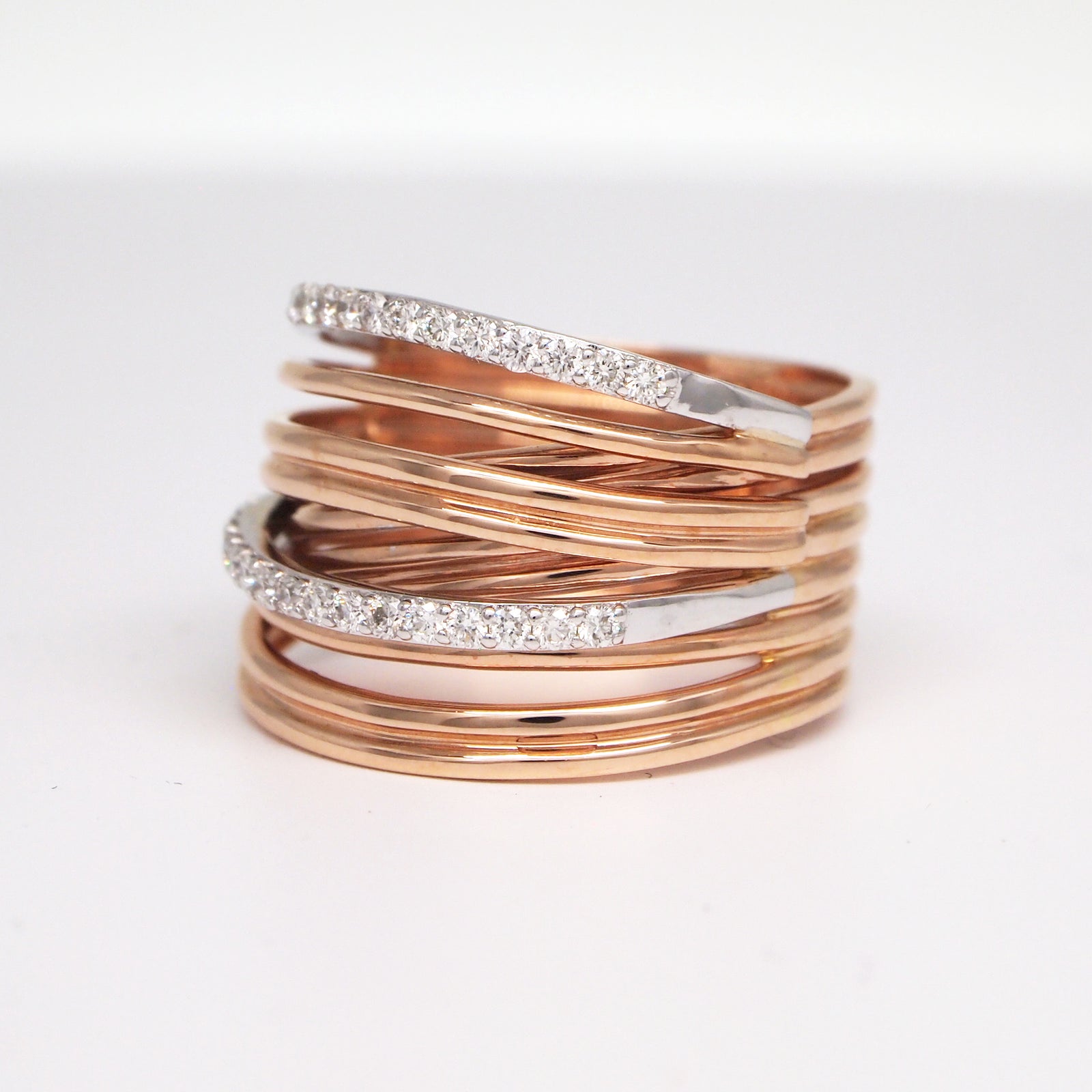 14K White and Rose Gold Diamond Band