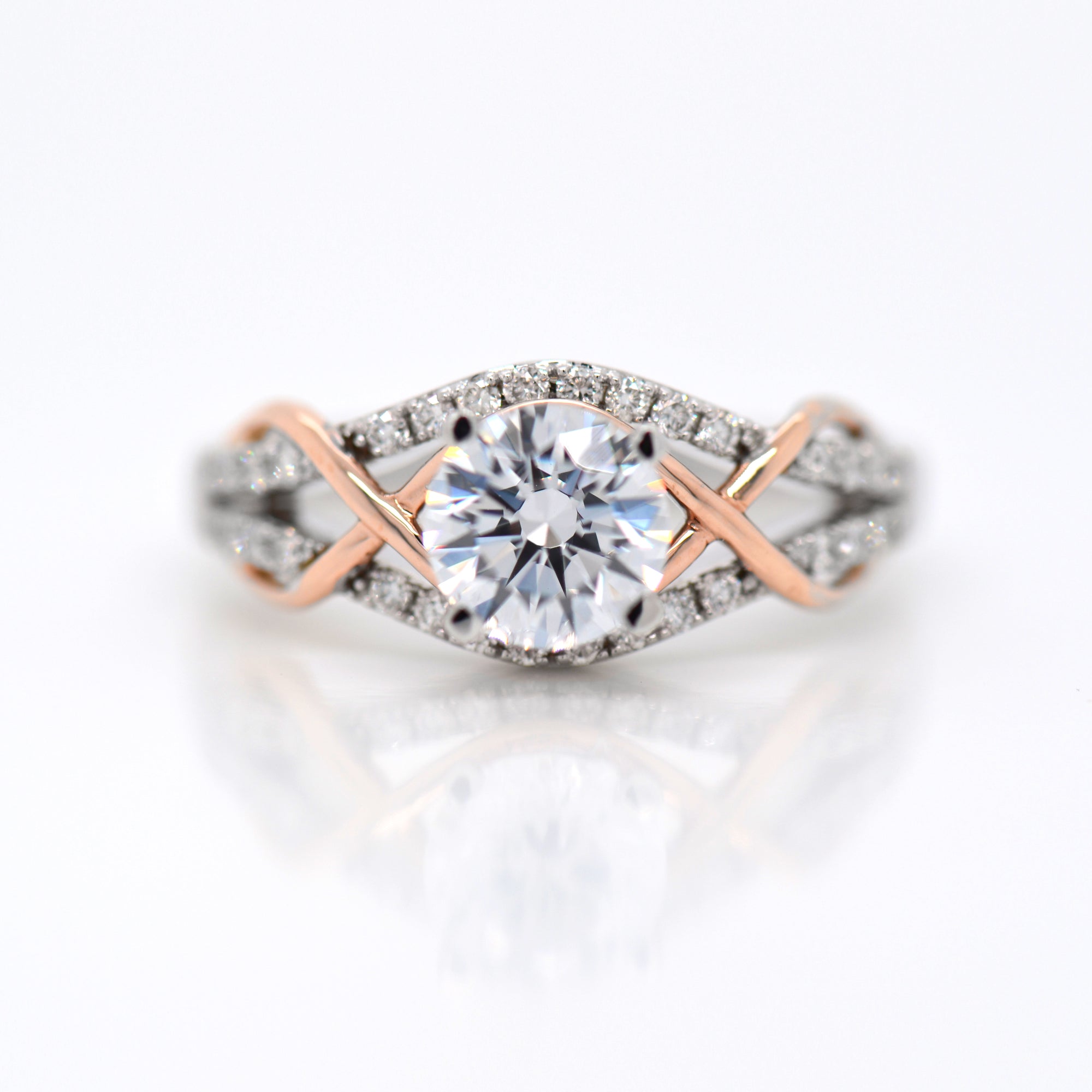 14K White And Rose Gold Diamond Engagement Ring