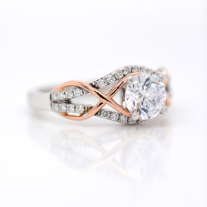 14K White And Rose Gold Diamond Engagement Ring