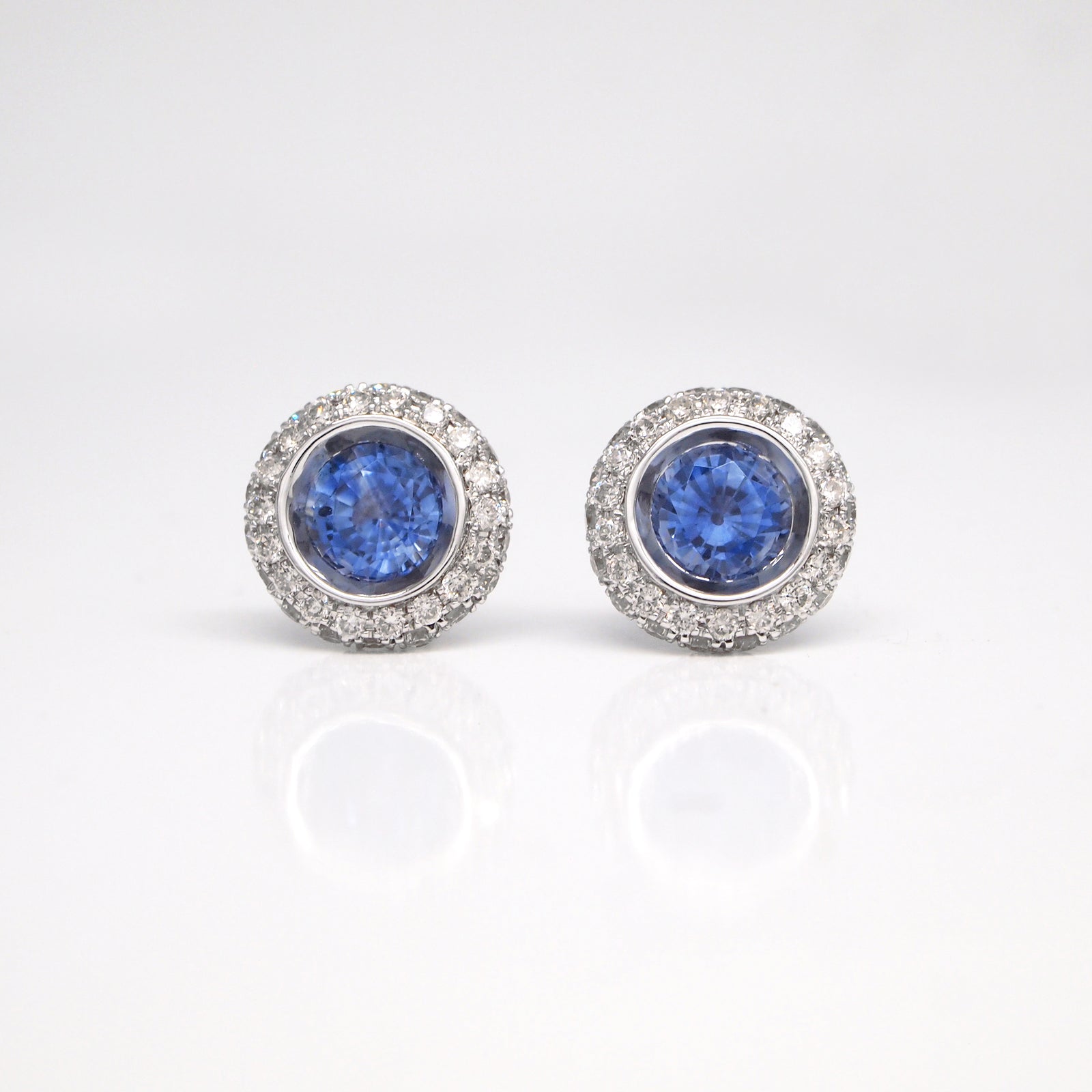 18K White Gold Sapphire And Diamond Earrings