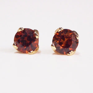 14K Yellow Gold 4 Prong Zircon Earring Studs