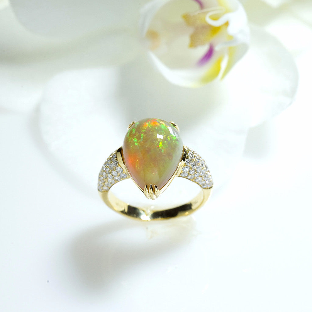 One Of A Kind Opal and Diamond Ring
