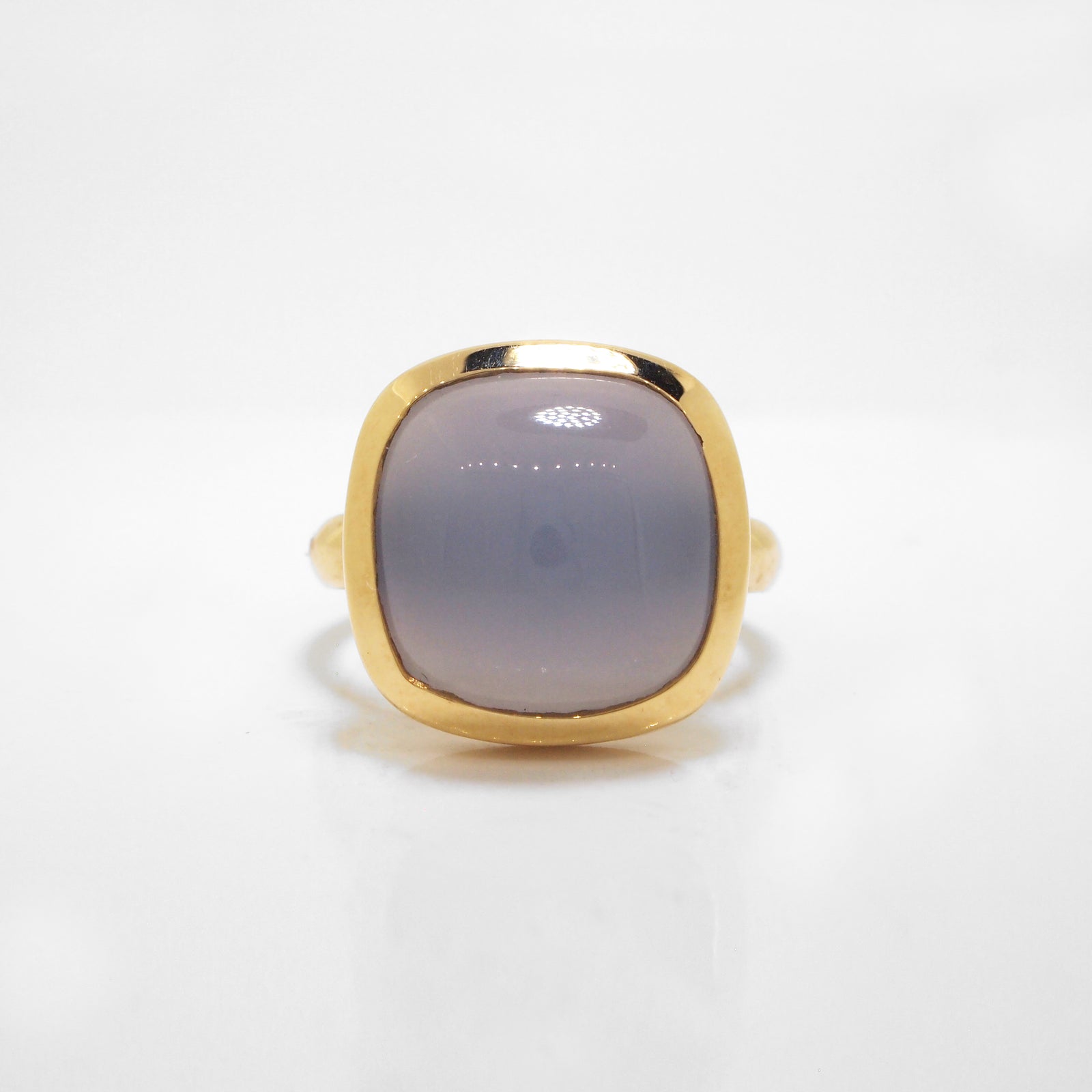 Custom-Designed Handmade 18K Yellow Gold Chalcedony Ring