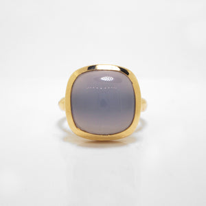 Custom-Designed Handmade 18K Yellow Gold Chalcedony Ring